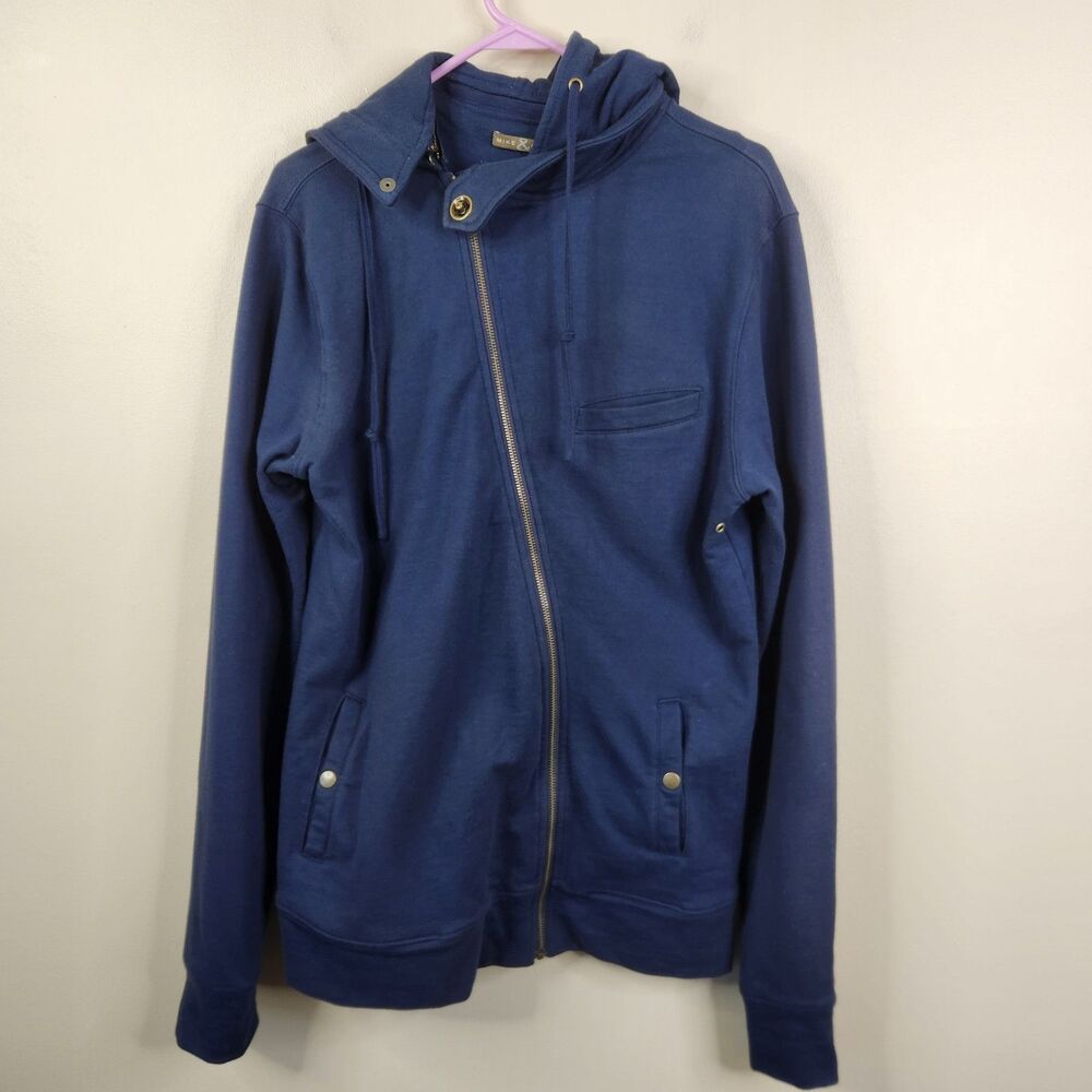 Mike & Chris Womens Asymmetrical Zip Removable Hood 3 Pocket LS Hoodie L